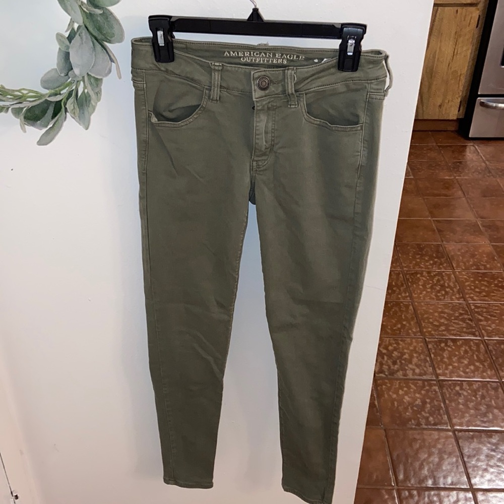 Navy green super stretch jeans